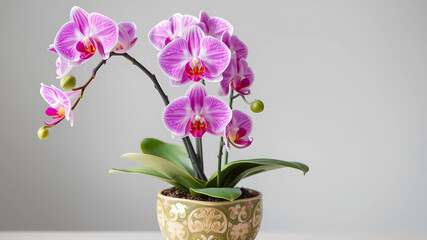 Fototapeta premium Orchids in decorative pot