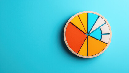 Marketing performance, pie chart with icons, flat design illustration