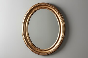 Obraz premium Elegant Oval Gold Mirror Frame with Antique Accents on Clear Background