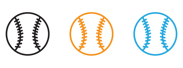 Baseball icon Thin line illustration set
