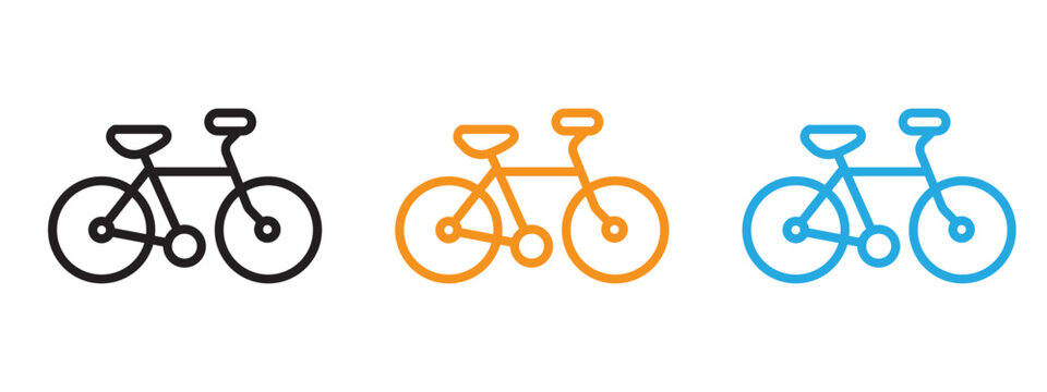 Bicycle icon Thin line illustration set