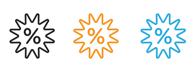 Discount icon Thin line illustration set