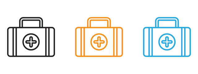 Doctor bag icon Thin line illustration set