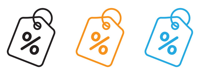 Discount tag icon Thin line illustration set