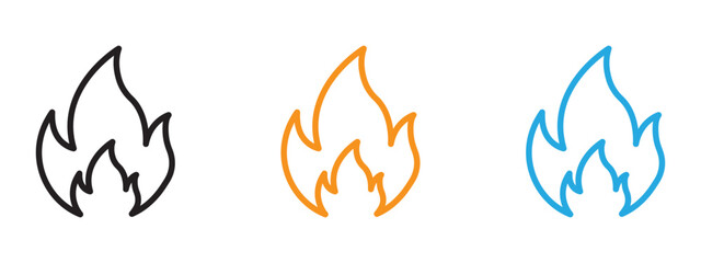 Flame icon Thin line illustration set