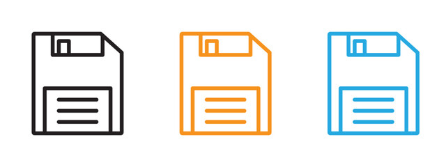 Floppy disk icon Thin line illustration set