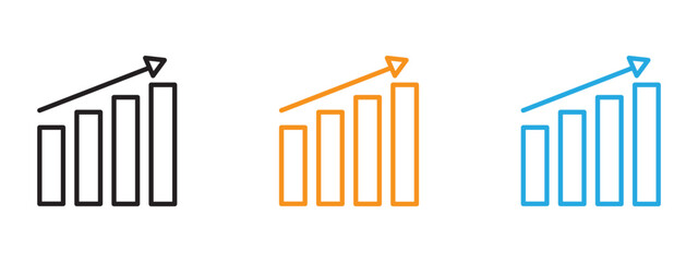 Growth Chart icon Thin line illustration set