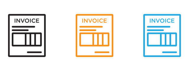 invoice icon Thin line illustration set