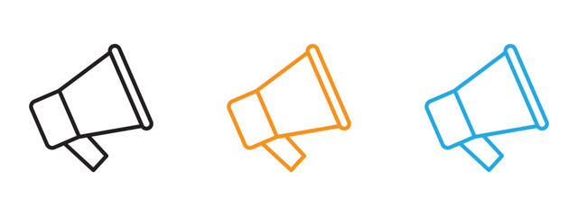 Megaphone icon Thin line illustration set