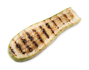 One tasty grilled zucchini slice isolated on white