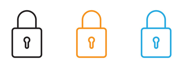 Padlock icon Thin line illustration set