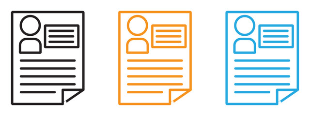 Personal documents icon Thin line illustration set