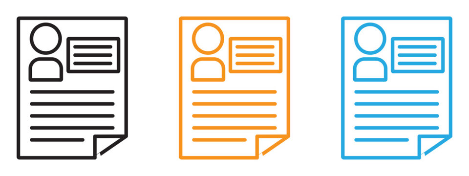 Personal documents icon Thin line illustration set