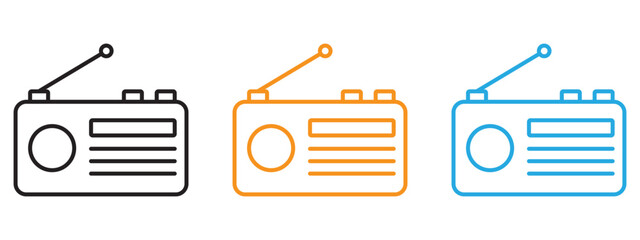 Radio icon Thin line illustration set
