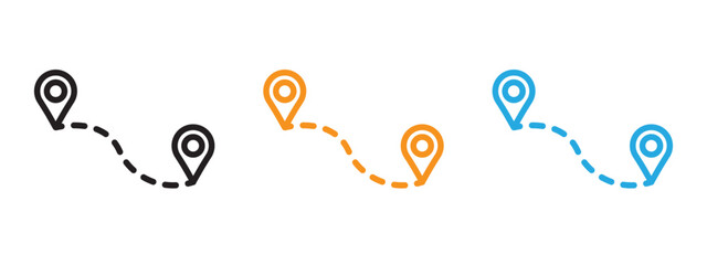 Naklejka premium Route Icon Thin line illustration set