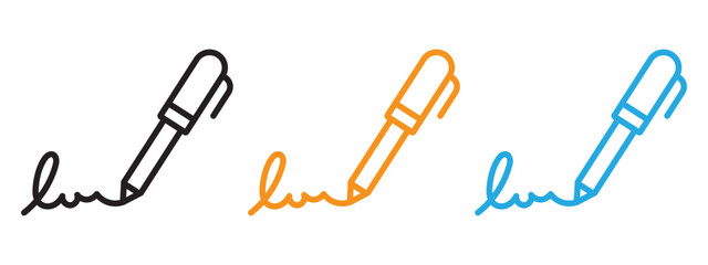 Signature icon Thin line illustration set