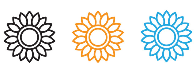 Sunflower icon Thin line illustration set