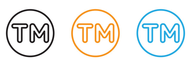 TM trademark icon Thin line illustration set