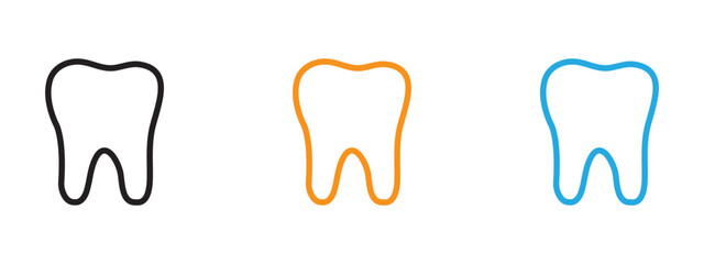Tooth icon Thin line illustration set