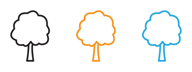 Tree icon Thin line illustration set