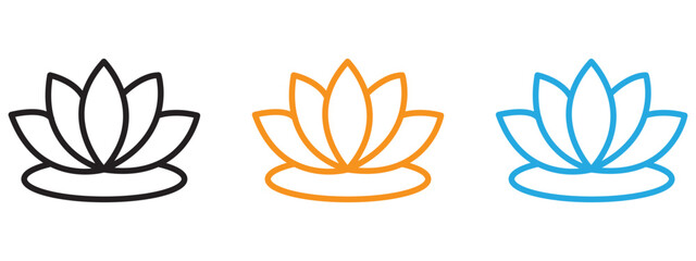 Water lily icon Thin line illustration set