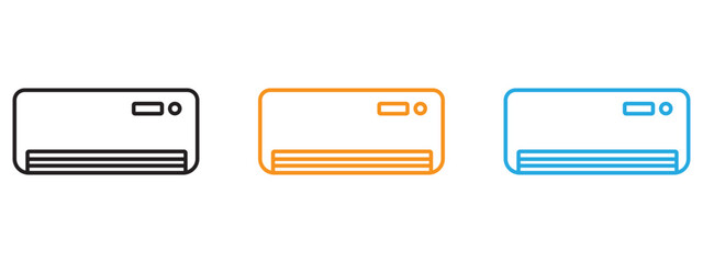 Air conditioner icon Thin line illustration set