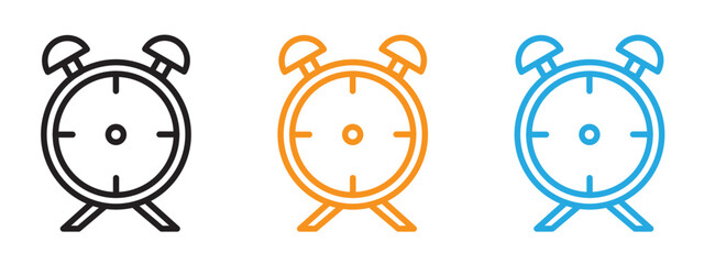 Alarm clock icon Thin line illustration set
