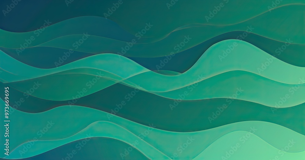 Poster an abstract design featuring flowing waves in varying shades of blue and green, creating a soothing 