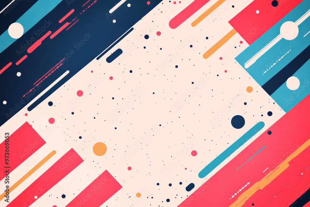 Poster abstract geometric background with colorful shapes and dynamic lines, creating a vibrant and modern 
