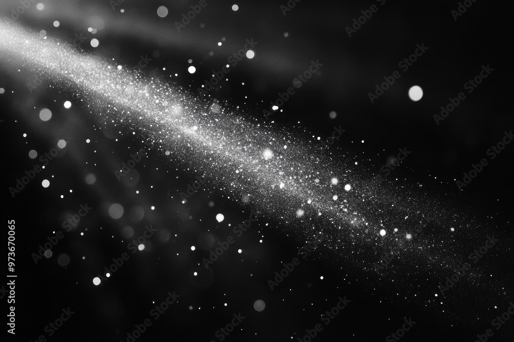 Poster a captivating display of shimmering light particles on a dark background, creating a magical and eth
