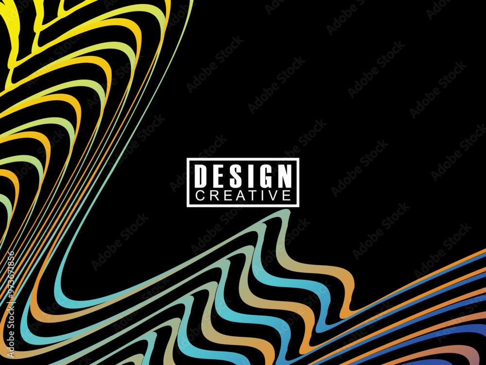 Fototapete background futuristic abstract technology shining rainbow light lines on black background modern wav