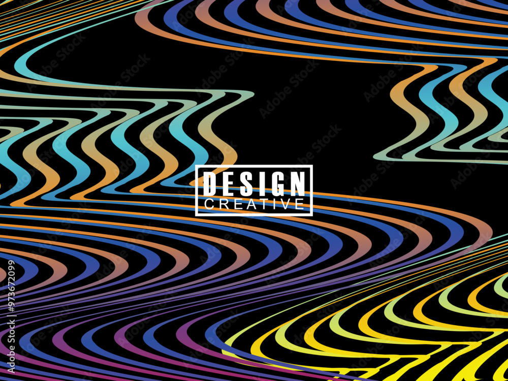 Fototapete background futuristic abstract technology shining rainbow light lines on black background modern wav