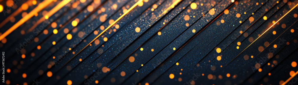 Poster abstract dark background with glowing orange dots and lines, creating a dynamic and vibrant design p