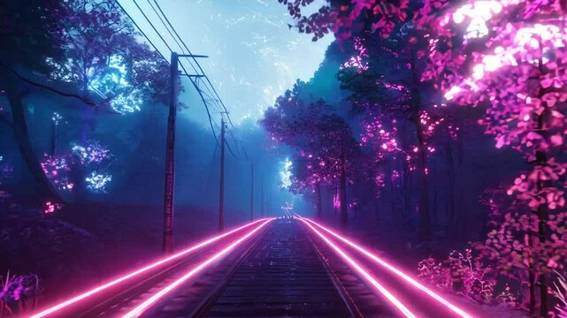 Mystical Neon Forest Railway