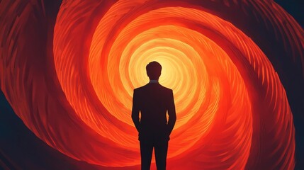 World Philosophy Day Silhouette of a thinker surrounded by swirling philosophical concepts, abstract background, 3D illustration