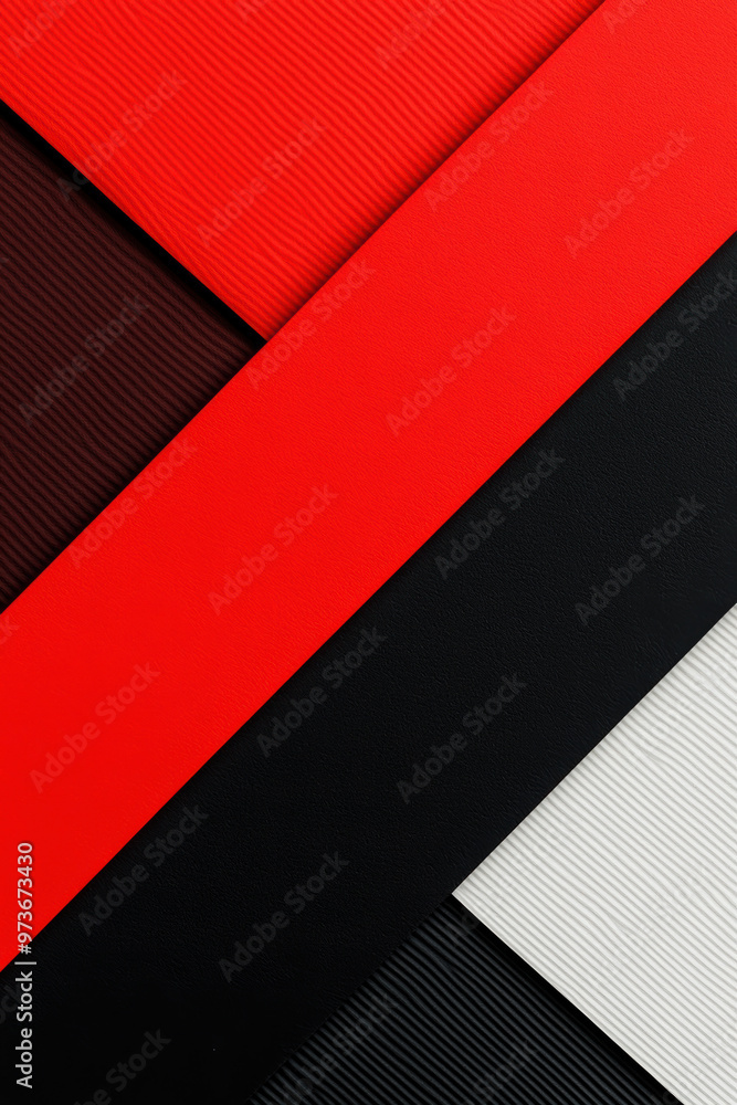 Poster abstract background with diagonal stripes in contrasting colors of red, black, and white, creating a