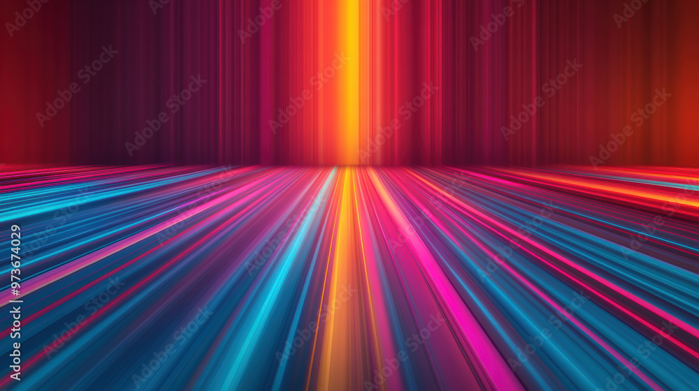 Poster vibrant multicolored light streaks create a dynamic, futuristic abstract background. ideal for tech,
