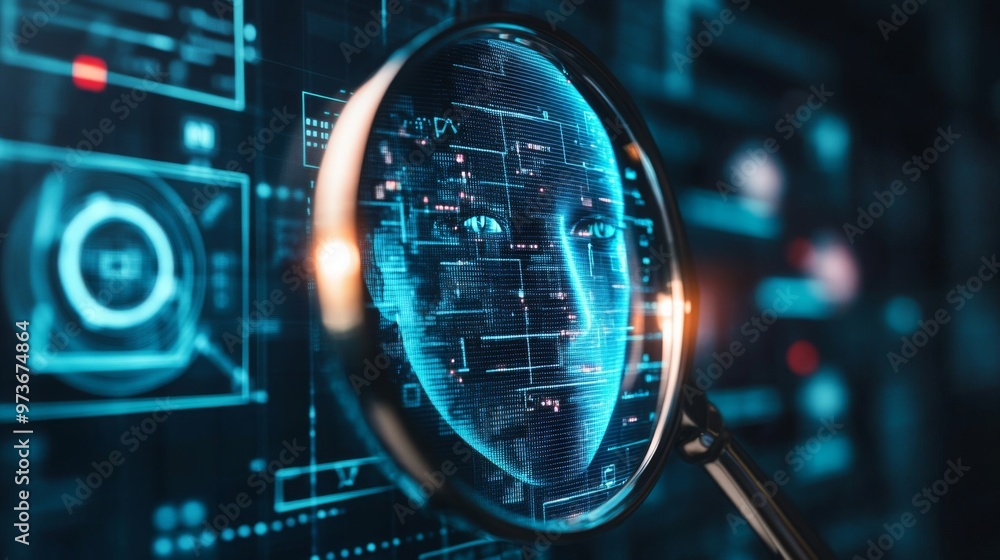 Poster kyc procedures, represented by a magnifying glass focusing on identity verification, work to strengt