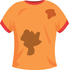 Orange t shirt showing stains, perfect for illustrating concepts such as doing housework or dirty laundry