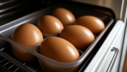  Freshly cracked eggs ready to cook