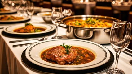  Elegant dining table set for a feast