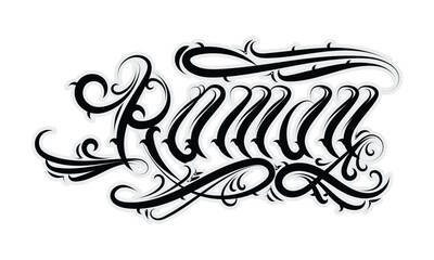 ROMAN hand lettering tattoo style design