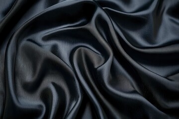 Obraz premium Abstract Close-Up of Draped Black Fabric with a Smooth and Shiny Texture