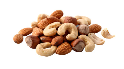 Obraz premium A handful of mixed nuts with a transparent background.