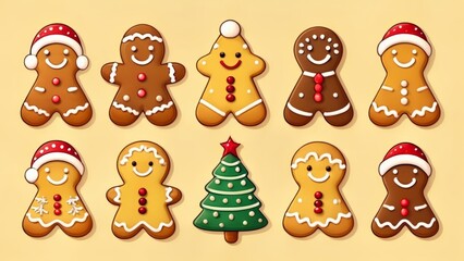 Fototapeta premium Joyful gingerbread figures celebrate the holiday spirit