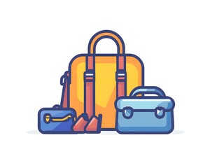 Fototapeta premium A collection of stylish bags, including a suitcase, briefcase, and smaller bag, perfect for travel and organization.