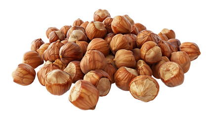 Fototapeta premium A handful of roasted hazelnuts with a transparent background.