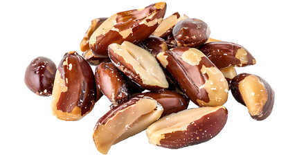 A handful of candied Brazil nuts with a transparent background.