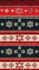 Ugly sweater Christmas party border. Knitted background pattern