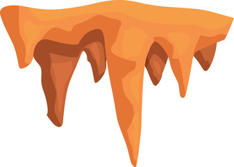 Several stalactites are hanging from the ceiling of a cave, creating interesting shapes